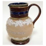 1089	ROYAL DOULTON ENGLAND PITCHER *BREAD AT PLEASURE - DRINK BY MEASURE*, APPROXIMATELY 6 IN H