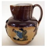 1095	ROYAL DOULTON ENGLAND PITCHER WITH COLORED TAVERN DRINK SCENES, APPROXIMATELY 8 IN H