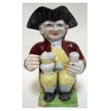 1114	ANTIQUE STAFFORDSHIRE TOBY PITCHER APPROXIMATELY 11  IN H, OLD REPAIR 