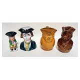 1124	GROUP OF 4 ANTIQUE TOBYS, 2 WITH LOSS, LARGEST APPROXIMATELY 6 IN