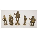 1127	LOT OF 5 MINIATURE BRONZE DICKENS FIGURES, STAMPED ENGLAND, APPROXIMATELY 2 1/2 IN 