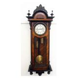 1130	ANTIQUE GERMAN WALL CLOCK, APPROXIMATELY 15 IN X 7 IN X 48 IN H