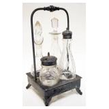 1131	VICTORIAN CASTOR SET, APPROXIMATELY 11 IN H, IN SILVER PLATE HOLDER