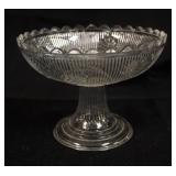 1143	FLING GLASS COMPOTE, APPROXIMATELY 9 IN X 4 IN H