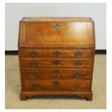1175	ANTIQUE WALNUT SLANT FRONT DESK, DOVE TAILED CASE AND BRACKETS FEET WITH FITTED INTERIOR AND SE