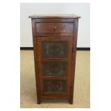 1187	ANTIQUE COUNTRY PINE PIE SAFE WITH 1 DRAWER, 1 DOOR AND PIECRED METAL PANEL, NARROW, APPROXIMAT