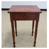 1189	ANTIQUE CHERRY COUNTRY 1 DRAWER STAND WITH TURNED LEGS, APPROXIMATELY 20 IN X 18 IN X 29 IN H