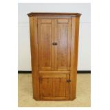 1199	ANTIQUE COUNTRY PRINE CORNER CUPBOARD WITH 3 PANELED DOOR, APPROXIMATELY 42 IN X 22 IN X 72 IN 