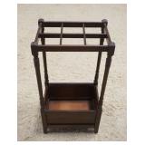 1204	MAHOGANY UMBRELLA CANE STAND, APPROXIMATELY 14 IN X 10 IN X 27 IN H