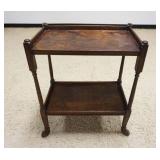1221	OAK ROLLING TEA CART SERVER WITH LOWER SHELF, APPROXIMATELY 15 IN X 25 IN X 31 IN H