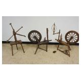 1232	GROUP OF SPINNING WHEELS AND FLAX WINDER, ALL IN NEED OF RESTORATION