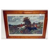 1242	HUNT PRINT *FULL CRY* IN BIRDSEYE MAPLE FRAME, APPROXIMATELY 25 IN X 18 IN OVERALL