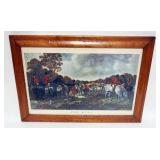 1243	HUNT PRINT *THE MEET* IN BIRDSEYE MAPLE FRAME, APPROXIMATELY 25 IN X 18 IN OVERALL