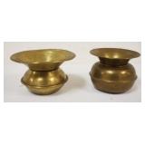 1290	2 MINIATURE BRASS SPITTOONS, APPROXIMATELY 2 IN HIGH