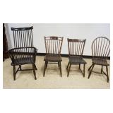 1297	LOT OF 4 ASSORTED WINDSOR CHAIRS