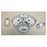 1017	COALPORT CHINA STRAWBERRY SET, BASKET, CREAMER & SUGAR