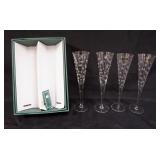 1045	WATERFORD CRYSTAL MINI STAR AND HEART FLUTES, APPROXIMATELY 11 IN H