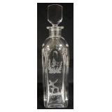 1054	ORREFERS DECANTER WITH ENGRAVED IMAGES, APPROXIMATELY 12 1/2 IN H