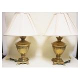 1111	FREDRICK COOPER PAIR OF LARGE BRASS URN TABLE LAMPS, APPROXIMATELY 32 IN HIGH