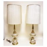1112	PAIR OF STIFFEL BRASS TABLE LAMPS W/IVORY ENAMEL ACCENTS, APPROXIMATELY 41 1/2 IN HIGH