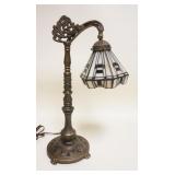 1121	CONTEMPORARY ORNATE LEADED GLASS DESK LAMP, APPROXIMATELY 20 IN HIGH