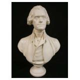 1123	LARGE PLASTER BUST OF THOMAS JEFFERSON SIGNED ALVA, APPROXIMATELY 29 IN HIGH