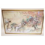 1132	FRAMED ASIAN PRINT SIGNED W/CHARACTER MARKS, APPROXIMATELY 21 IN X 33 IN
