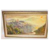 1135	OIL PAINTING ON CANVAS, ARTIST SIGNED, PERSIAN LANDSCAPE, APPROXIMATELY 19 IN X 32 IN OVERALL