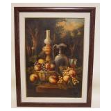 1138	OIL PAINTING ON CANVAS OF STILL LIFE, ARTIST SIGNED, APPROXIMATELY 27 IN X 35 IN