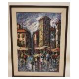 1140	OIL PAINTING ON CANVAS, IMPRESSIONIST STREET SCENE SIGNED TULLIO CAPPI, APPROXIMATELY 24 IN X 3
