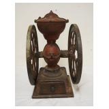 1152	ANTIQUE DOUBLE WHEEL MERIDEN COFFEE GRINDER, #700 THE CHAS PARKER CO MAKERS, CT USA, APPROXIMAT