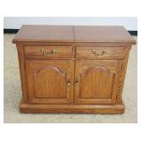 1182	SOLID OAK THOMASVILLE FLIP TOP SERVER, 2 DOOR, 2 DRAWER, APPROXIMATELY 42 IN X 18 IN X 33 IN HI