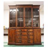 1192	HENKEL HARRIS MAHOGANY BREAKFRONT W/INDIVIDUAL GLASS PANE DOORS & FLAMED MAHOGANY DOOR & DRAWER