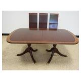 1193	HENKEL HARRIS MAHOGANY BANDED DINING ROOM TABLE, APPROXIMATELY 46 IN X 72 IN X 30 IN HIGH W/3 L