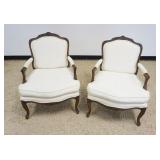 1201	PAIR OF BAKER FRENCH PROVINCIAL ARMCHAIRS, BOTH REMOVABLE SEAT CUSHIONS HAVE STAINS
