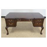 1205	HERITAGE MAHOGANY BALL & CLAW FOOT DESK W/INSET LEATHER TOP, APPROXIMATELY 60 IN X 30 IN X 31 I