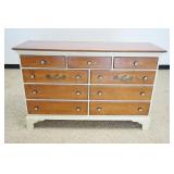 1215	CONTEMPORARY LAMBERT HITCHCOCK CHEST, STENCILED & PAINT DECORATED, 9 DRAWER, SOME WEAR TO SURFA