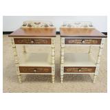 1216	PAIR OF CONTEMPORARY HITCHCOCK STANDS, ONE DRAWER, STENCILED & PAINT DECORATED, APPROXIMATELY 2