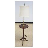 1221	MAHOGANY & BRASS CANDLE STAND FLOOR LAMP, APPROXIMATELY 55 IN HIGH