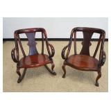 1229	PAIR OF UNUSUAL CURVED SWAN NECK ARM MAHOGANY ROCKER & CHAIR