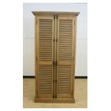 1240	RESTORATION HARDWARE OAK CABINET, DOUBLE LOUVERED DOOR W/ADJUSTABLE INTERIOR SHELVES, APPROXIMA