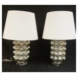 1257	PAIR OF MODERN HW HOME SILVER BUBBLE LAMPS ON LUCITE BASES, APPROXIMATELY 28 IN HIGH