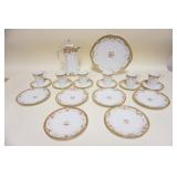 1276	HAND PAINTED NIPPON CHOCOLATE SET W/6-6 1/4 IN SERVING DISHES