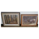 1283	2 FRAMED & MATTED LTD STAG PRINTS SIGNED ROBERT E BINKS 657/2600 & C BRENDER 245/950, LARGEST A