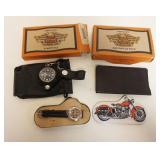 1314	HARLEY DAVIDSON LOT INCLUDING BOXED POCKET WATCH W/LEATHER POUCH, BILLFOLD BOXED & WRISTWATCH I