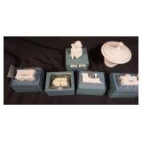 1104A	LOT OF LENOX CHRISTMAS TRAIN DECORATIONS, FIGURINES & COVERED COMPOTE