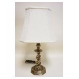 1113A	BRASS STIFFEL TABLE LAMP W/TWIST CANDLESTICK COLUMN, APPROXIMATELY 28  IN HIGH