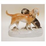 1001	ROYAL DUX PORCELAIN HUNTING DOGS, APPROXIMATELY 11 IN X 4 IN X 9 IN HIGH
