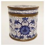 1021	ANTIQUE CLOISONNE ROUND COVERED JAR, APPROXIMATELY 3 1/4 IN HIGH
