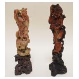 1028	PAIR OF CARVED SOAPSTONE ASIAN FIGURES, APPROXIMATELY 9 IN HIGH